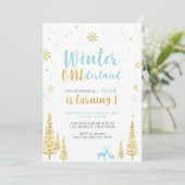 Winter Onederland 1st Birthday Invitation - Boy Kaart (Staand voorkant)