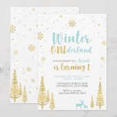 Winter Onederland 1st Birthday Invitation - Boy Kaart (Voorkant / Achterkant)
