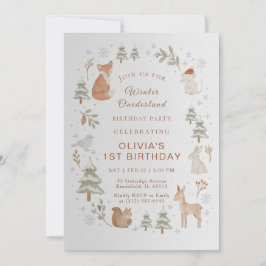 Winter ONEderland 1st Birthday Invitation Editable Kaart