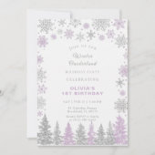 Winter ONEderland 1st Birthday Invitation Editable Kaart (Voorkant)
