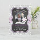 Winter ONEderland 1st Birthday Invitation Girl Kaart (Staand voorkant)