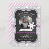 Winter ONEderland 1st Birthday Invitation Girl Kaart (Voorkant / Achterkant)
