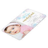 Winter Onederland 1st Birthday met foto sneeuw Magneet (Linkerzijde)