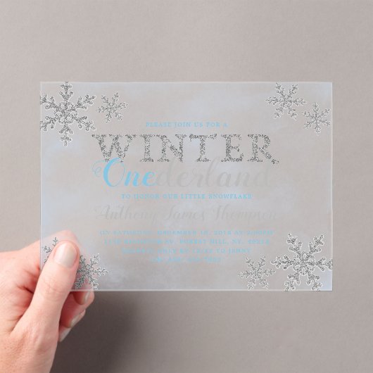 Winter ONEderland 1st Birthday Party Acryl Uitnodigingen (Insitu (Draagbaar))