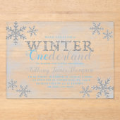 Winter ONEderland 1st Birthday Party Acryl Uitnodigingen (Voorkant)