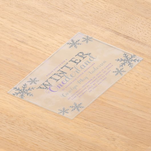 Winter ONEderland 1st Birthday Party Acryl Uitnodigingen (Laagn)