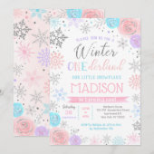 Winter ONEderland 1st Birthday Party Invitations Kaart (Voorkant / Achterkant)