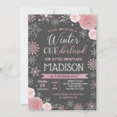 Winter ONEderland 1st Birthday Party Invitations Kaart (Voorkant)