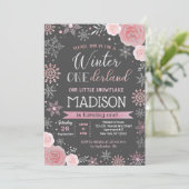 Winter ONEderland 1st Birthday Party Invitations Kaart (Staand voorkant)