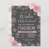 Winter ONEderland 1st Birthday Party Invitations Kaart (Voorkant / Achterkant)