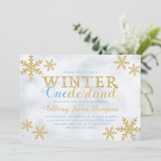 Winter ONEderland 1st Birthday Party Kaart (Staand voorkant)