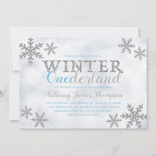 Winter ONEderland 1st Birthday Party Kaart (Voorkant)