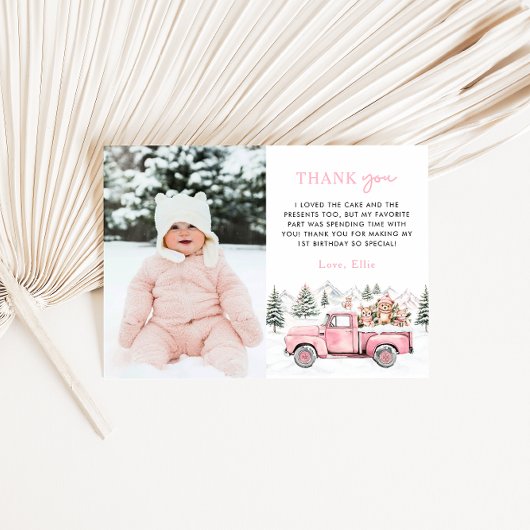 Winter Onederland 1st Birthday Photo Bedankkaart