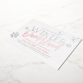 Winter ONEderland 1st Birthday Pink Silver Folie Uitnodiging (Gedraaid)