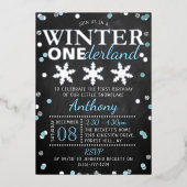 Winter ONEderland 1st Birthday Real Folie Uitnodiging (Voorkant)