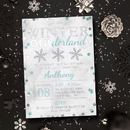 Winter ONEderland 1st Birthday Real Folie Uitnodiging