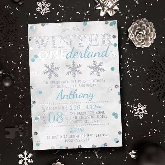 Winter ONEderland 1st Birthday Real Folie Uitnodiging