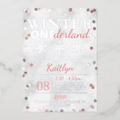 Winter ONEderland 1st Birthday Real Folie Uitnodiging (Voorkant)