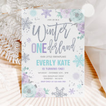 Winter ONEderland 1st Birthday Silver Lila Paars
