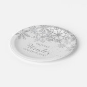 Winter Onederland 1st Birthday Silver sneeuwvlokke Papieren Bordje (Gekanteld)