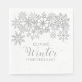 Winter Onederland 1st Birthday Silver sneeuwvlokke Servet (Voorkant)
