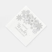 Winter Onederland 1st Birthday Silver sneeuwvlokke Servet (Hoek)