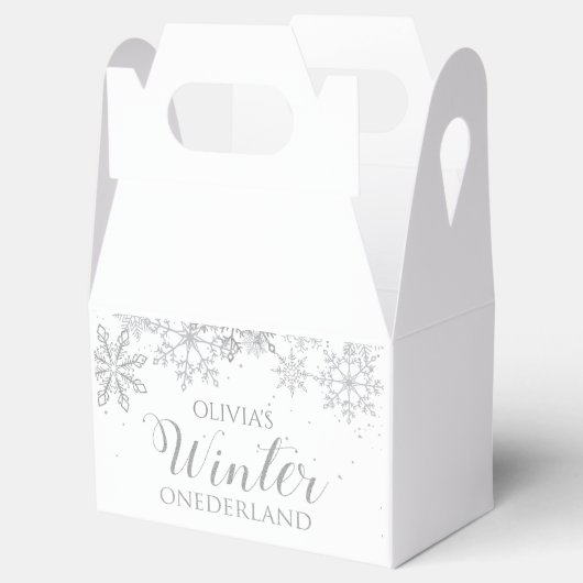Winter ONEderland 1st Birthday Silver Snowflake Bedankdoosjes (Geopend)