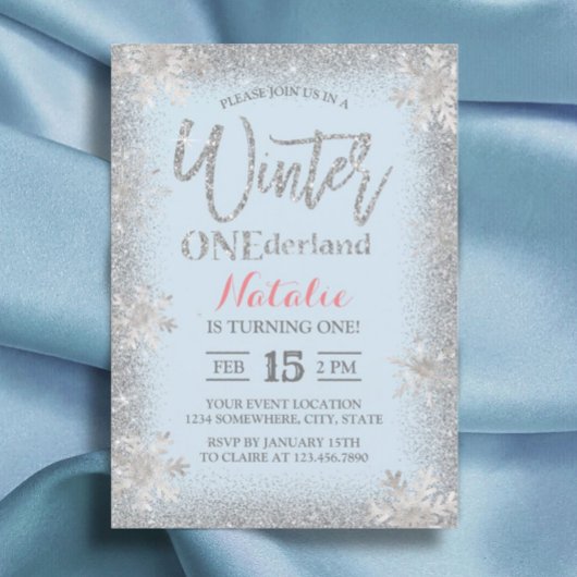 Winter ONEderland 1st Birthday Silver Snowflake Kaart