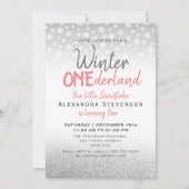 Winter ONEderland 1st Birthday Silver Snowflakes Kaart (Voorkant)