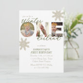 Winter ONEderland 1st Birthday Snowflake Foto Kaart (Staand voorkant)