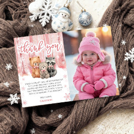 Winter Onederland 1st Birthday Thank You Cards Kaart