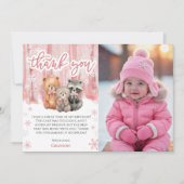 Winter Onederland 1st Birthday Thank You Cards Kaart (Voorkant)