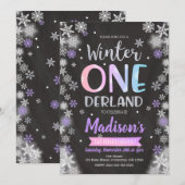Winter ONEderland 1st Birthday Uitnodiging (Voorkant / Achterkant)