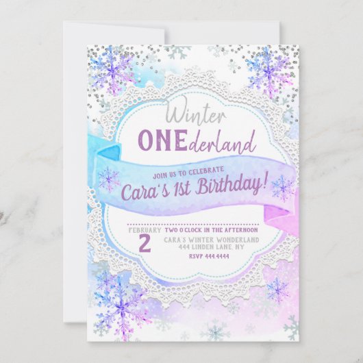 Winter ONEderland 1st Birthday Uitnodiging (Voorkant)