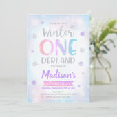 Winter ONEderland 1st Birthday Uitnodiging (Staand voorkant)