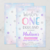Winter ONEderland 1st Birthday Uitnodiging (Voorkant / Achterkant)