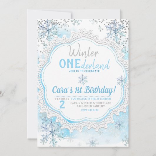 Winter ONEderland 1st Birthday Uitnodiging (Voorkant)