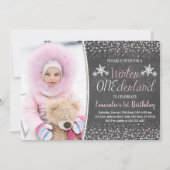 Winter ONEderland 1st Birthday Uitnodiging (Voorkant)