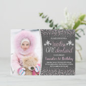 Winter ONEderland 1st Birthday Uitnodiging (Staand voorkant)