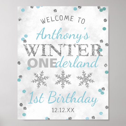 Winter ONEderland 1st Birthday Welkom Poster (Voorkant)