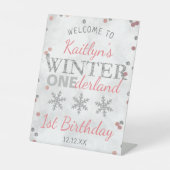 Winter ONEderland 1st Birthday Welkom Reclamebord Met Voetstuk (Voorkant)