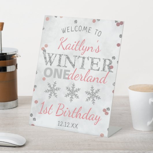 Winter ONEderland 1st Birthday Welkom Reclamebord Met Voetstuk (Insitu)