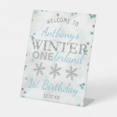 Winter ONEderland 1st Birthday Welkom Reclamebord Met Voetstuk (Voorkant)