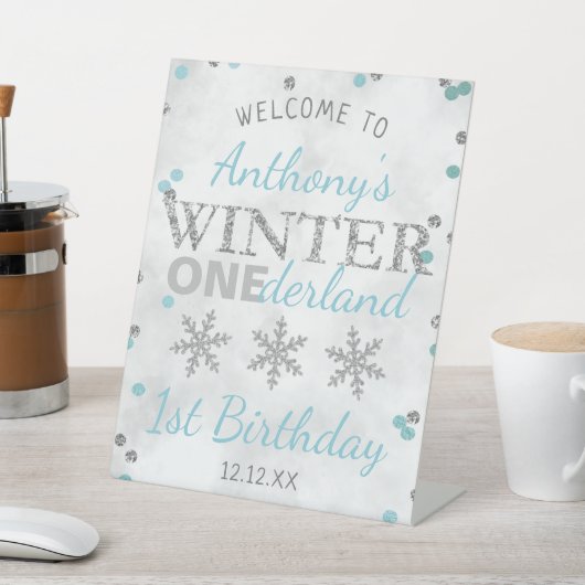 Winter ONEderland 1st Birthday Welkom Reclamebord Met Voetstuk (Insitu)