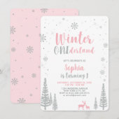 Winter Onederland 1st, eerste verjaardag, meisje Kaart (Voorkant / Achterkant)