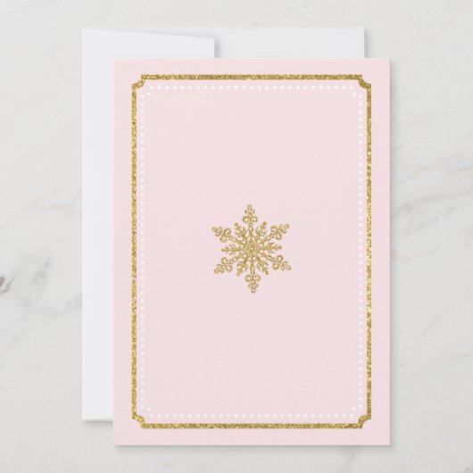 Winter ONEderland 1st verjaardag Partij Roze goud Kaart (Achterkant)