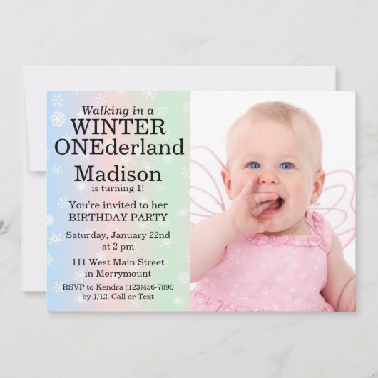 Winter Onederland Aangepaste uitnodiging tot geboo (Voorkant)