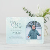 Winter ONEderland Arch Photo First Birthday Kaart (Staand voorkant)