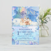Winter ONEderland Arctic Animal 1st Birthday Party Kaart (Staand voorkant)