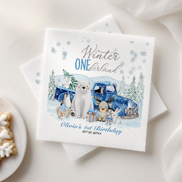 Winter Onederland Arctic Animal Boy 1st Birthday Servet
